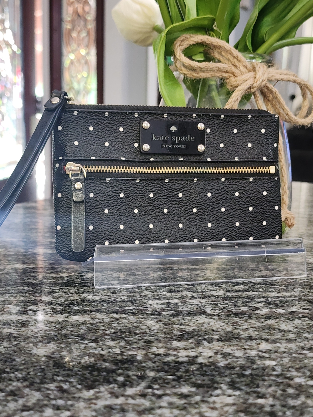 kate spade Black and White Polka Dot Wristlet